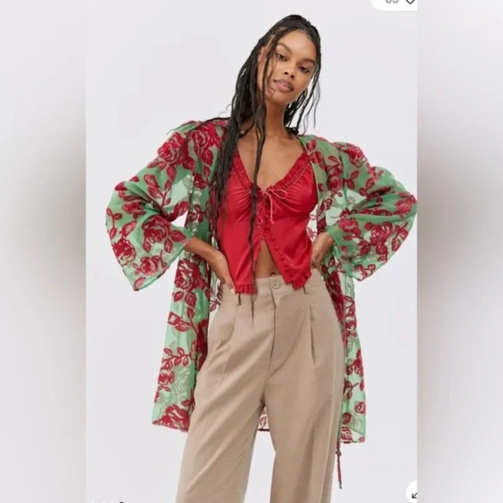 Urban Outfitters Fiona Burnout Kimono, One Size, EUC